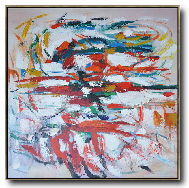 Extra Large Canvas Art,Oversized Contemporary Art,Large Canvas Art Red,White,Blue,Orange